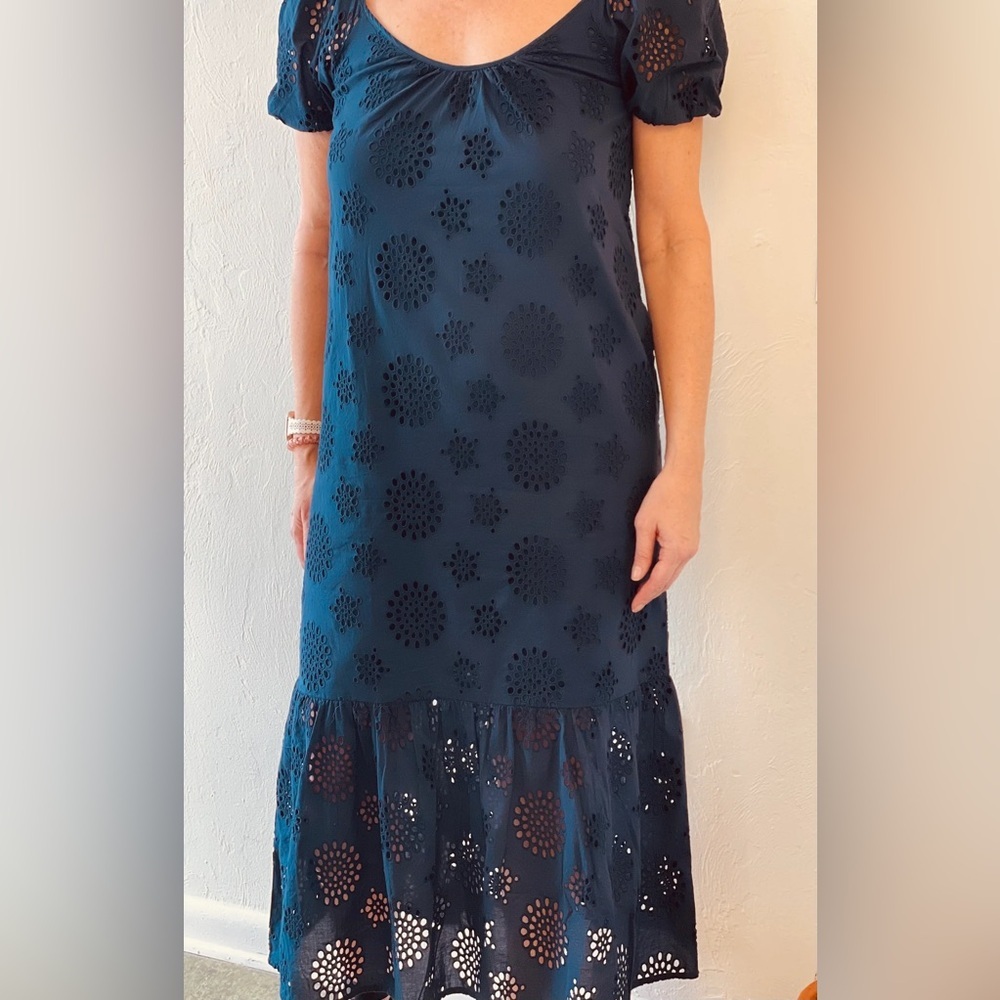 Boo Gemes Small Blue Ruffled Tiered Maxi Dress with Short Puff Sleeves - Picture 4 of 9